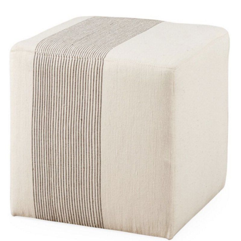 Beige Solid Cuboid Pouf Ottomans With Regard To Most Current Azur 18" Wide Square Striped Cube Ottoman (View 10 of 10)