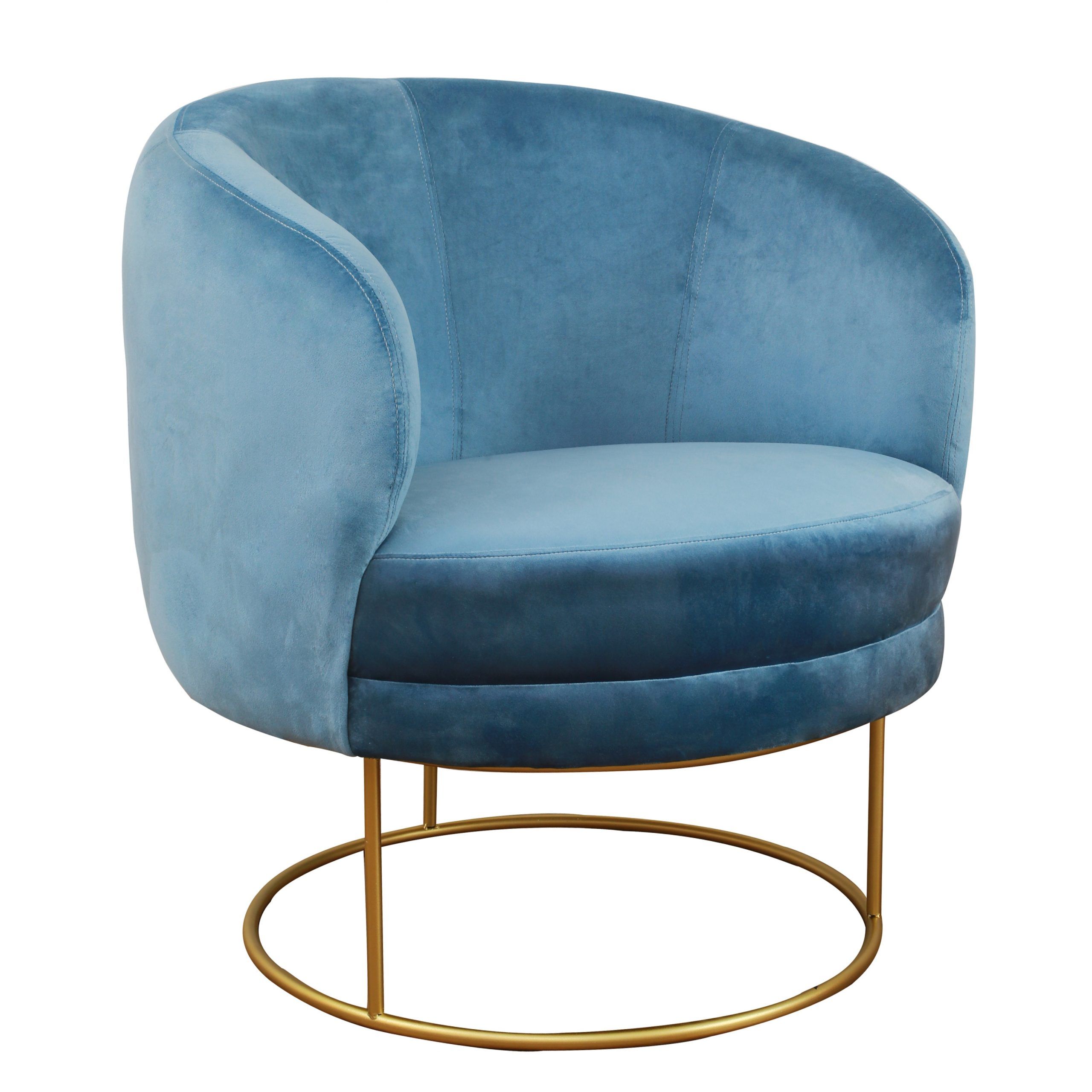 Bella Blue Velvet Chair – Tov Furniture With Most Recent Royal Blue Round Accent Stools With Fringe Trim (View 2 of 10)