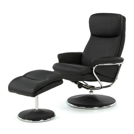 Berkeley Swivel Recliner Chair In Black Faux Leather (View 4 of 10)