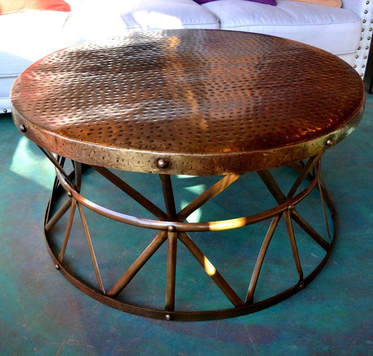Best And Newest 15 Round Metal Drum Coffee Table Pictures Inside Antique Brass Aluminum Round Coffee Tables (View 10 of 10)