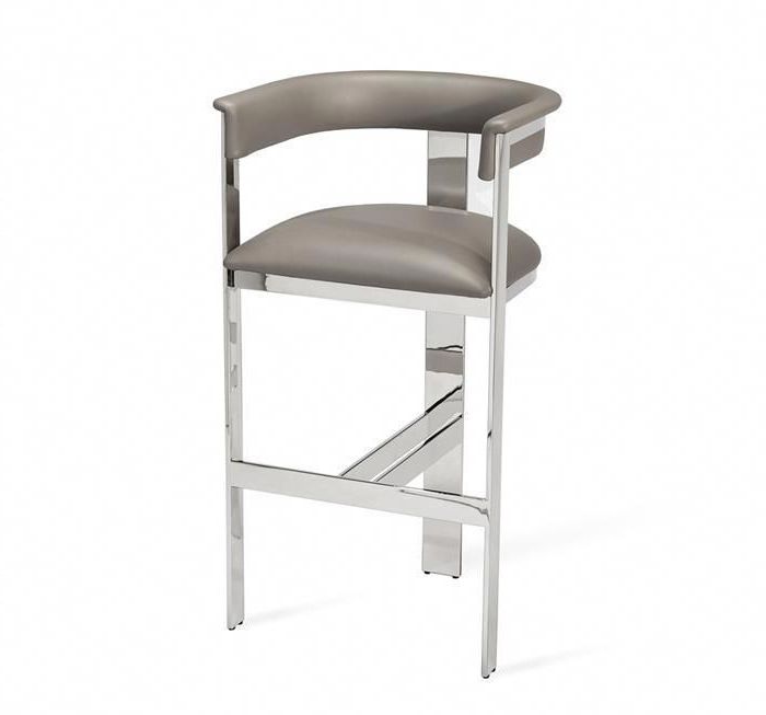 Best And Newest Bar Stools:darcy Bar Stool – Grey/ Nickel Designinterlude Home Within Gray Nickel Stools (View 9 of 10)