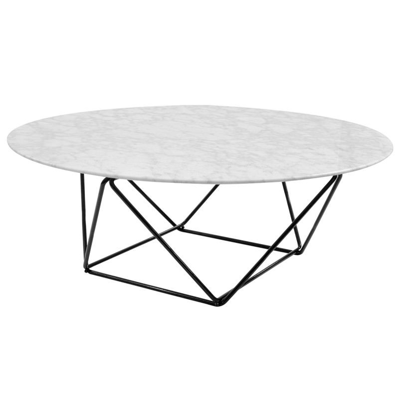 Best And Newest Black Metal And Marble Coffee Tables Intended For Owen Marble & Metal Round Coffee Table, 100cm, Black Base (View 3 of 10)