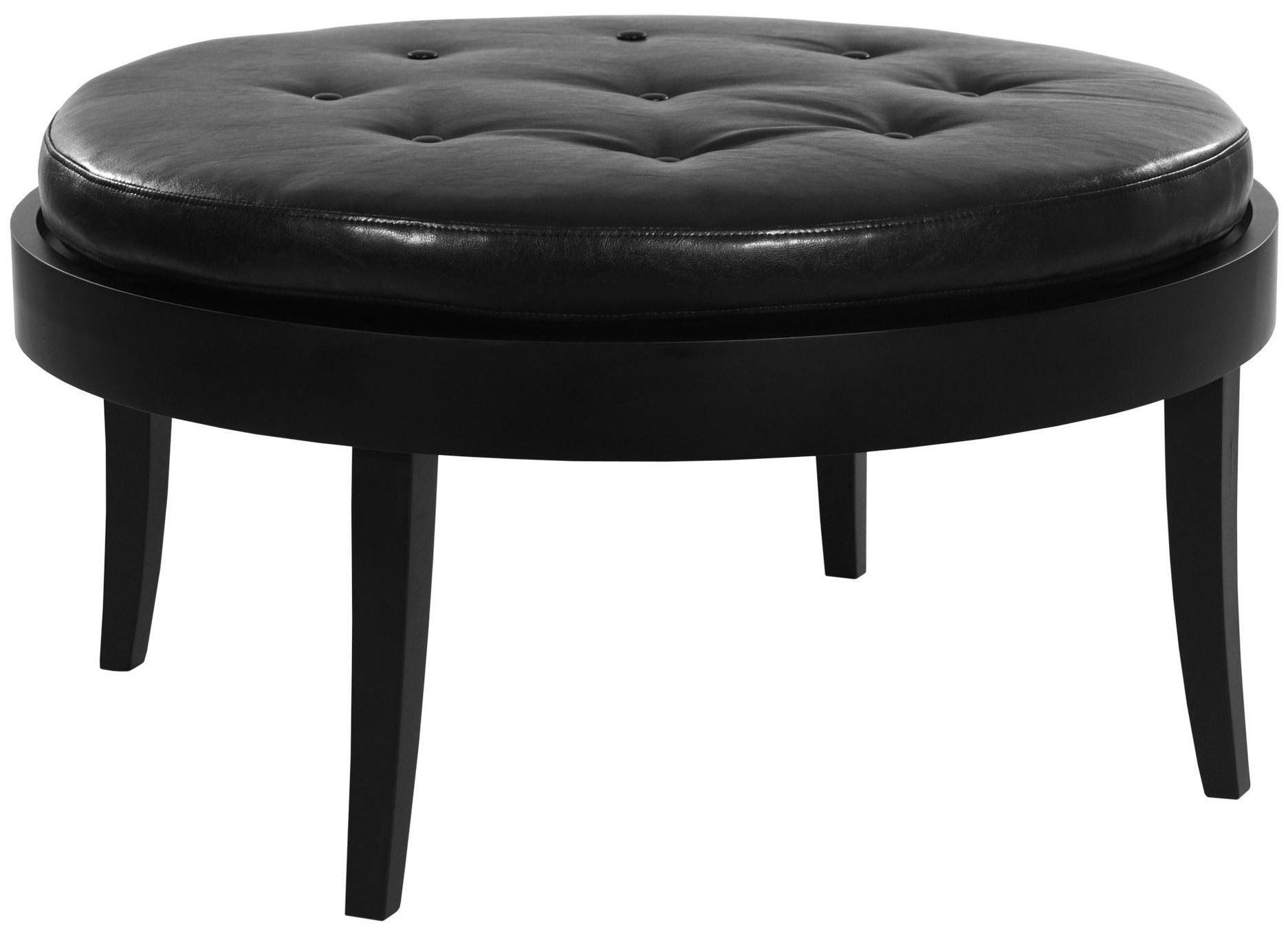 Best And Newest Citation Black Tufted Leather Ottoman, Lc6023otbcbl, Armen Living With Black Leather Ottomans (View 8 of 10)