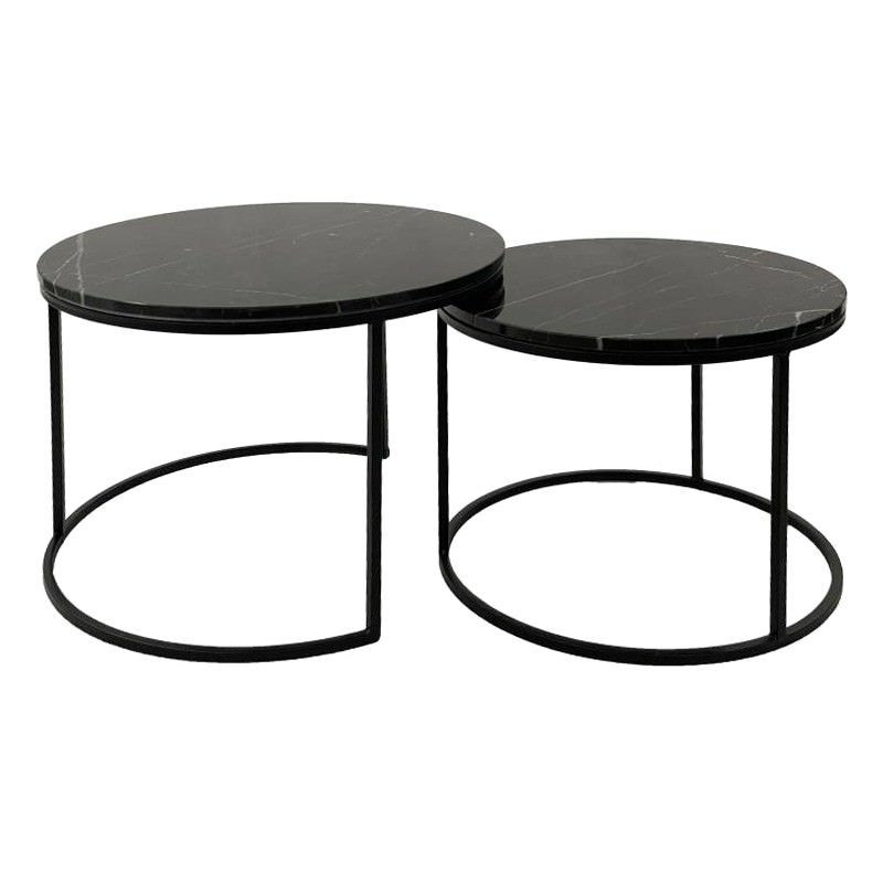 Best And Newest Marble Coffee Tables Set Of 2 For Enterprise 2 Piece Marble Topped Metal Round Nesting Coffee Table Set (View 2 of 10)