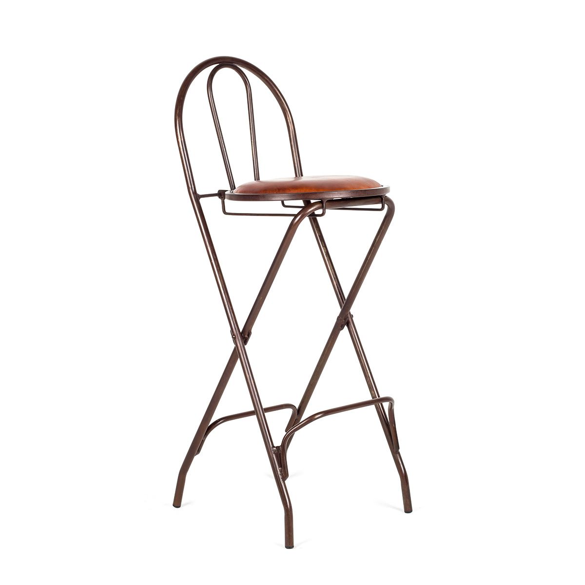 Best And Newest Medium Brown Leather Folding Stools Within Elegant Foldable Bar Stools, Seat Made Of Brown Leather (View 8 of 10)