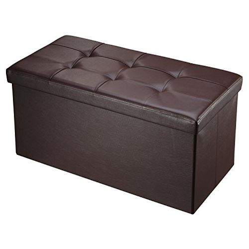 Best And Newest Ollieroo Faux Leather Folding Storage Ottoman Bench Foot Rest Stool Inside Medium Brown Leather Folding Stools (View 1 of 10)