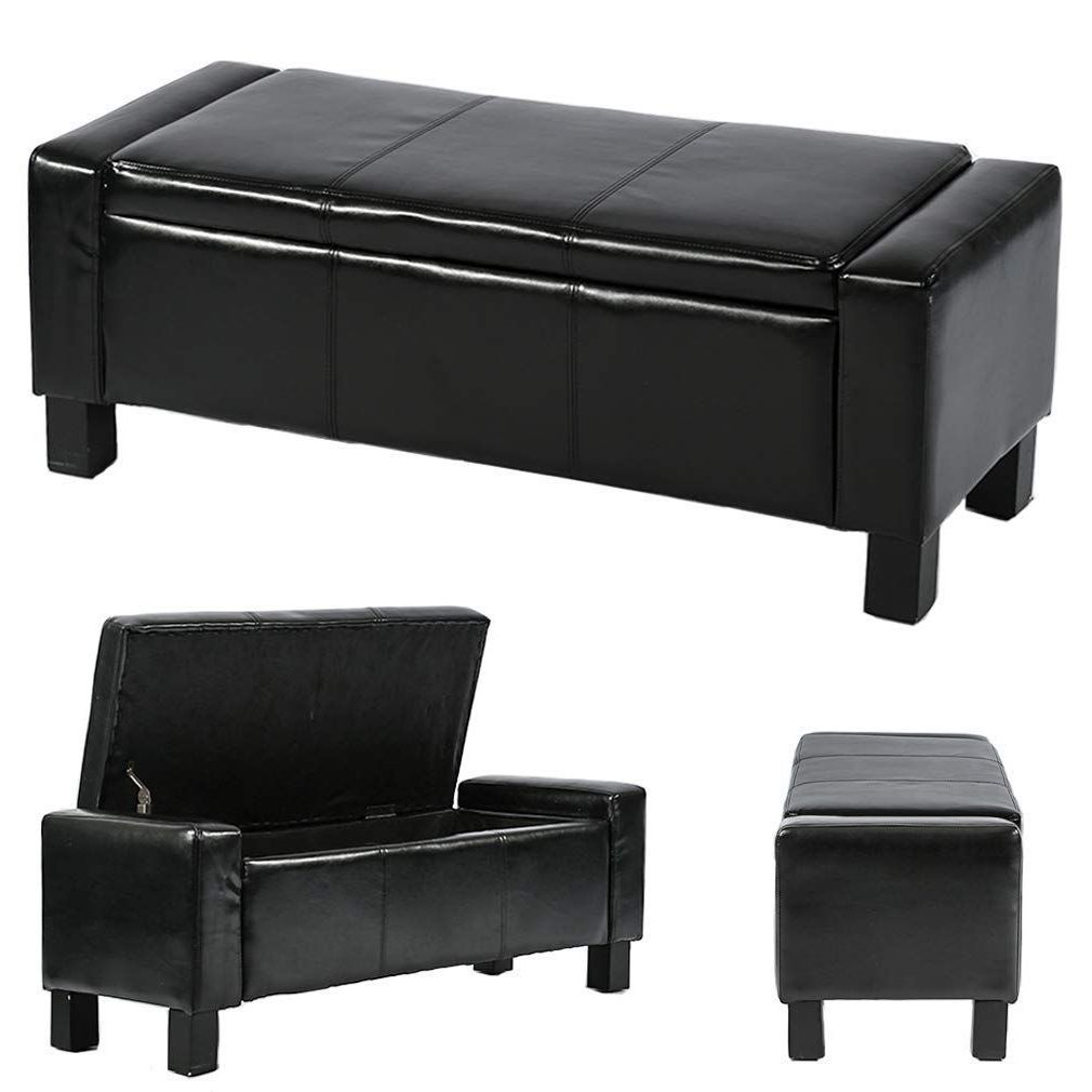 Best And Newest Ottoman Storage Ottoman Bench Bedroom Bench With Faux Leather Inside Black Faux Leather Storage Ottomans (View 3 of 10)