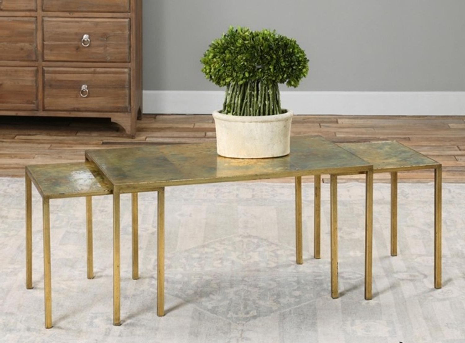 Best And Newest Oxidized Coffee Tables Intended For Set Of 3 Copper Oxidized Nesting Coffee Table 36" – Walmart (View 7 of 10)