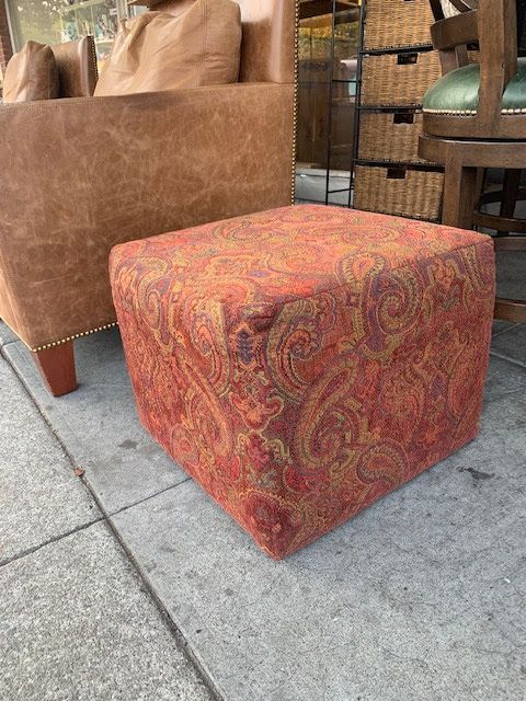 Black And Ivory Solid Cube Pouf Ottomans Within Current Uhuru Furniture & Collectibles: Sold #100722 Paisley Cube Ottoman  (View 9 of 10)