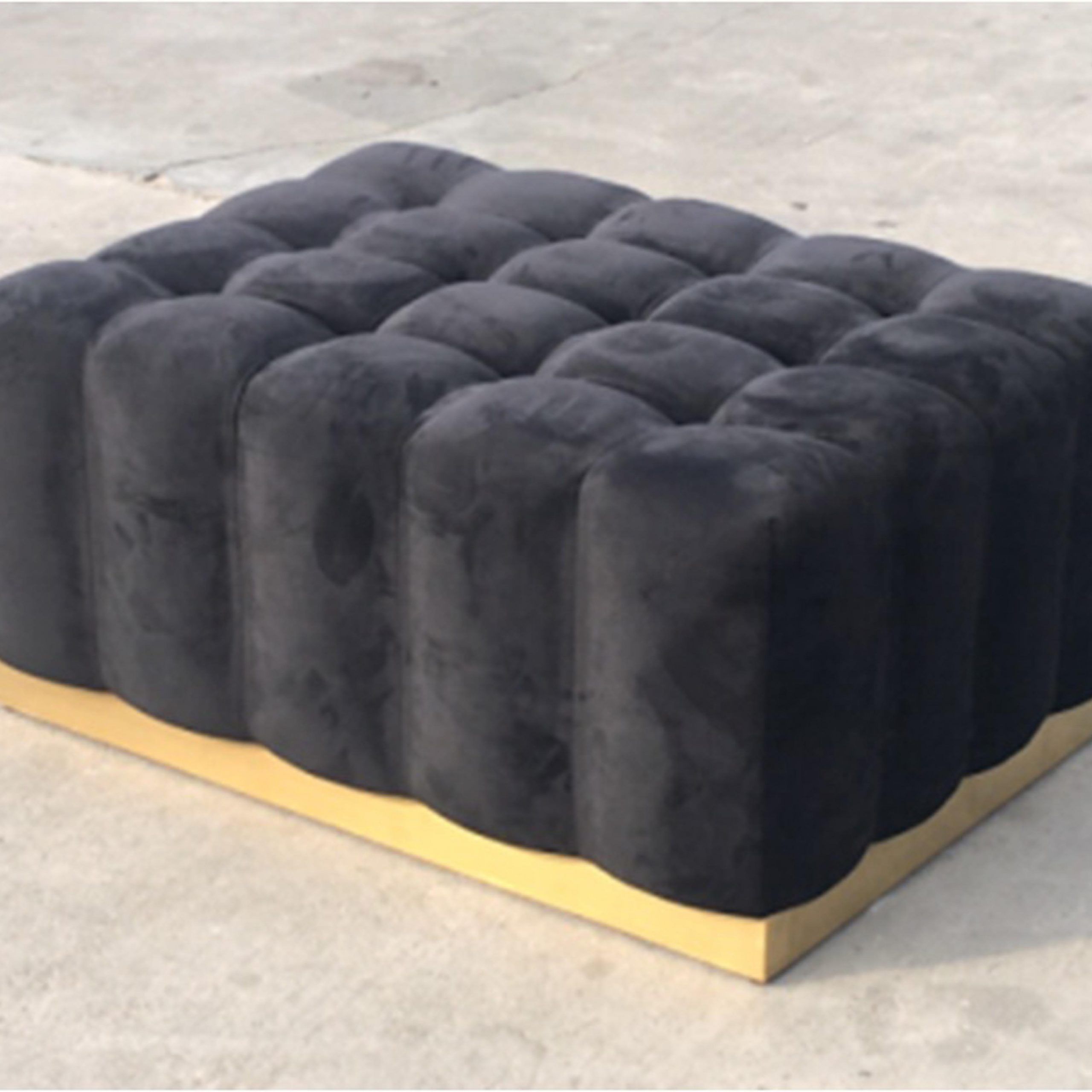 Black And Natural Cotton Pouf Ottomans In Widely Used Black Tufted Velvet Rectangular Ottoman – Walmart – Walmart (View 6 of 10)