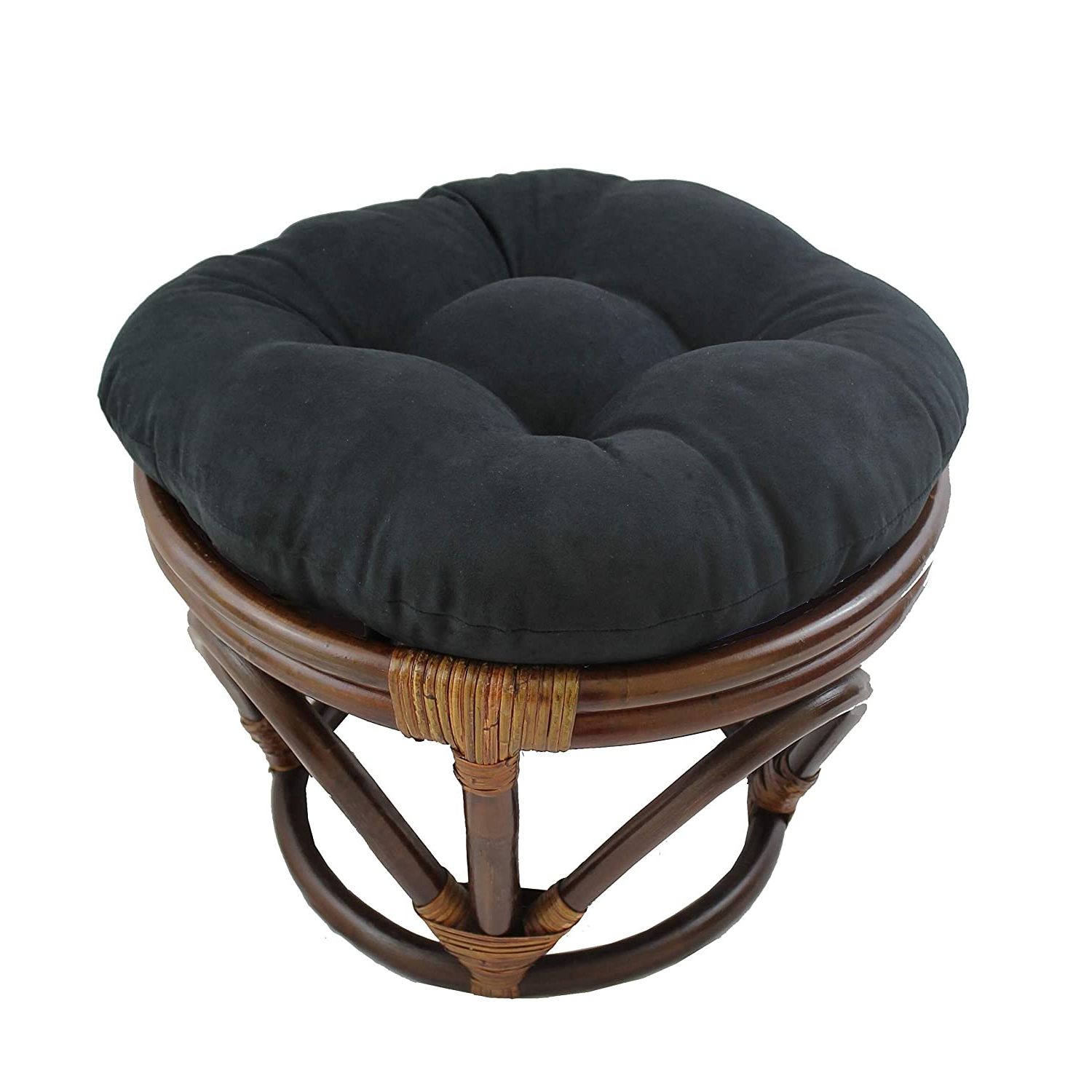 Black And Off White Rattan Ottomans Inside Famous Amazon : Misc 18 Inch Black Papasan Foot Stool Coastal Rattan (View 8 of 10)