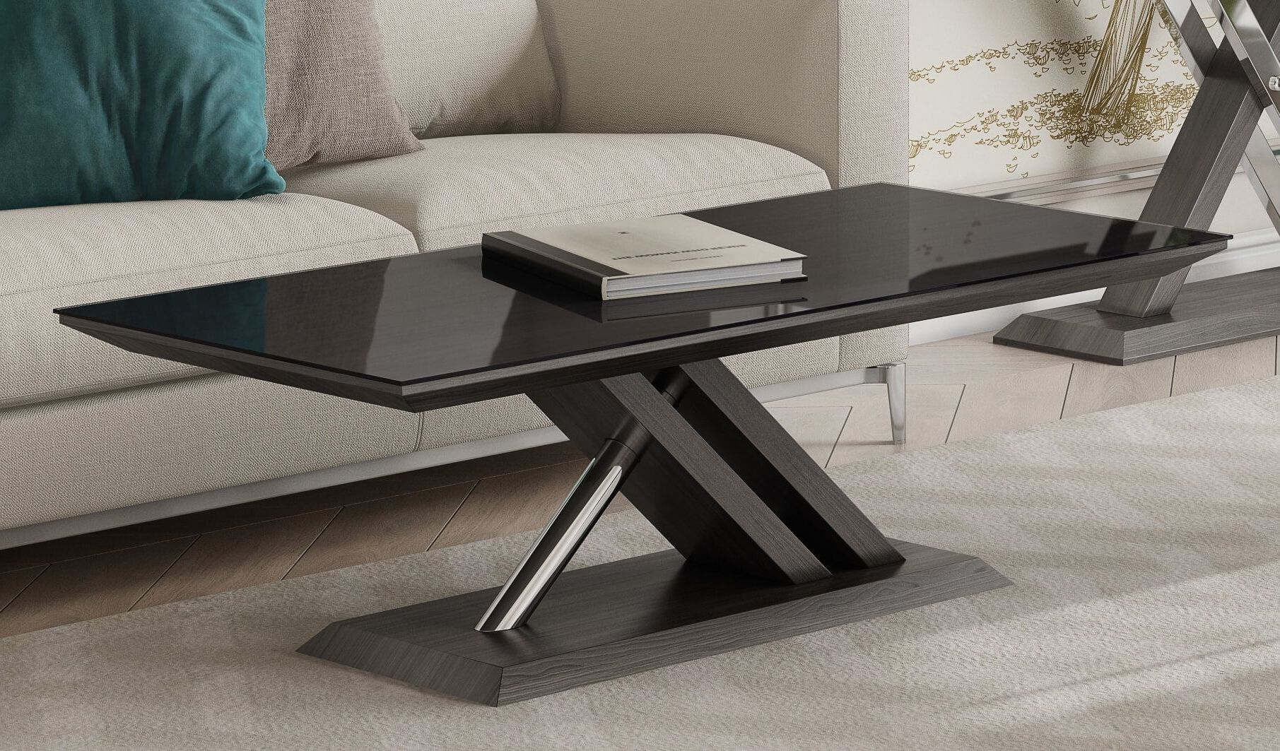 Black And White Coffee Tables Pertaining To Favorite Valencia Black & Walnut Glass Coffee Table – Lycroft Interiors (View 1 of 10)