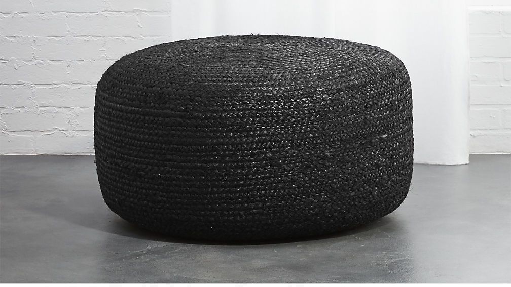 Black Braids, Family Room With Black Jute Pouf Ottomans (View 9 of 10)