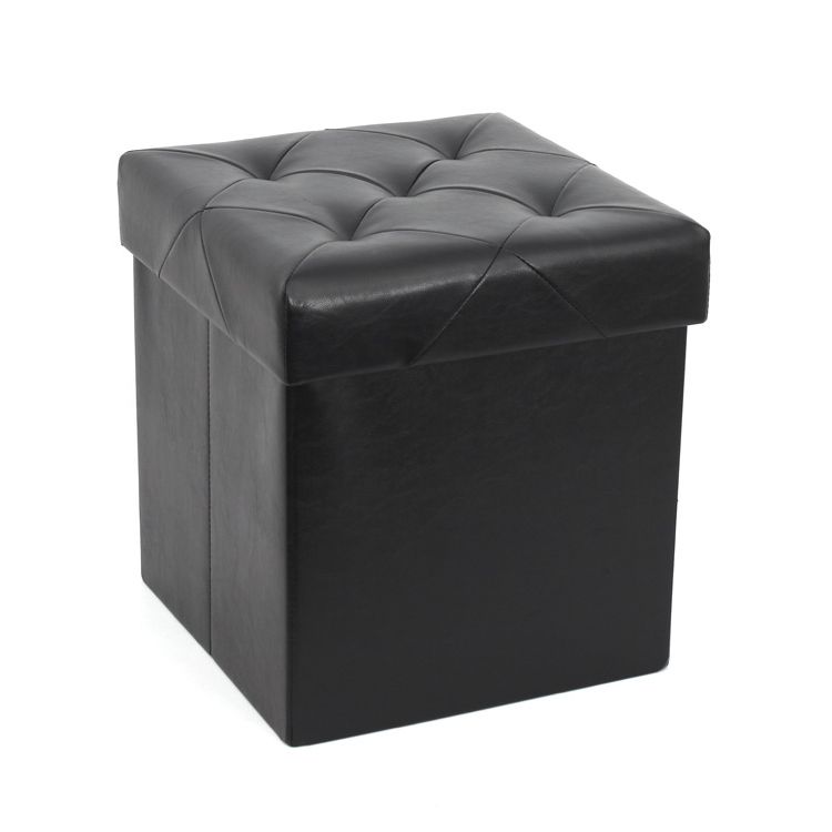 Black Faux Leather Cube Ottomans Intended For Trendy Customized Pu Faux Leather Folding Storage Ottoman With Air Hole Cube (View 2 of 10)