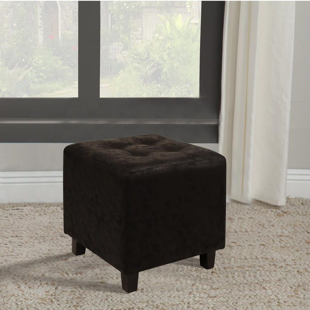 Black Faux Leather Ottomans With Pull Tab With Recent Faux Leather Black Ottoman Stool Dwc 252bk – The Home Depot (View 6 of 10)