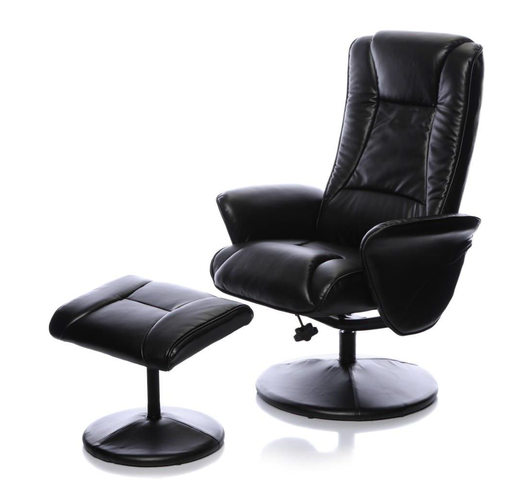 Black Faux Leather Swivel Recliners Regarding Well Known Naples Black Memory Foam Swivel Recliner Chair In Faux Leather With (View 2 of 10)