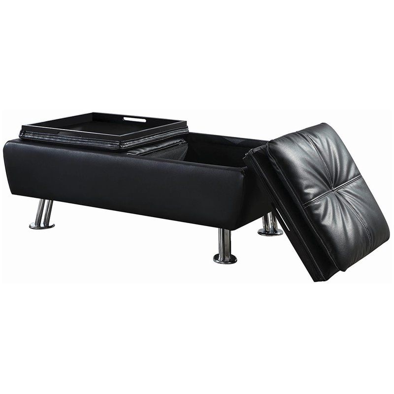 Black Faux Leather Tufted Ottomans In Widely Used Coaster Dilleston Faux Leather Tufted Storage Ottoman In Black –  (View 1 of 10)