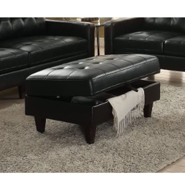 Black Faux Leather Tufted Ottomans Intended For Well Liked Shop Faux Leather Upholstered Storage Ottoman With Button Tufted (View 7 of 10)