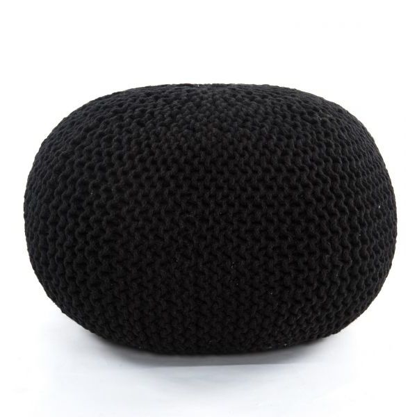 Black Jute Pouf Ottomans Pertaining To Well Known Jute Knit Pouf  Black (View 8 of 10)