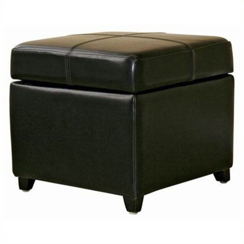 Black Leather Ottomans With Fashionable Pemberly Row Square Leather Storage Ottoman In Black – Pr  (View 3 of 10)