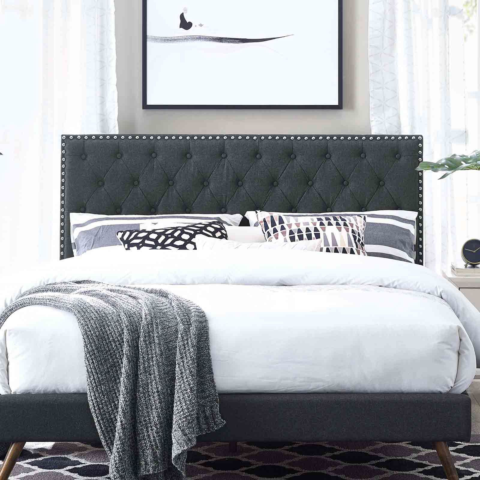 Black Metal And White Linen Ottomans Set Of 3 Pertaining To 2019 Modterior :: Bedroom :: Headboards :: Helena Tufted Full / Queen (View 1 of 10)