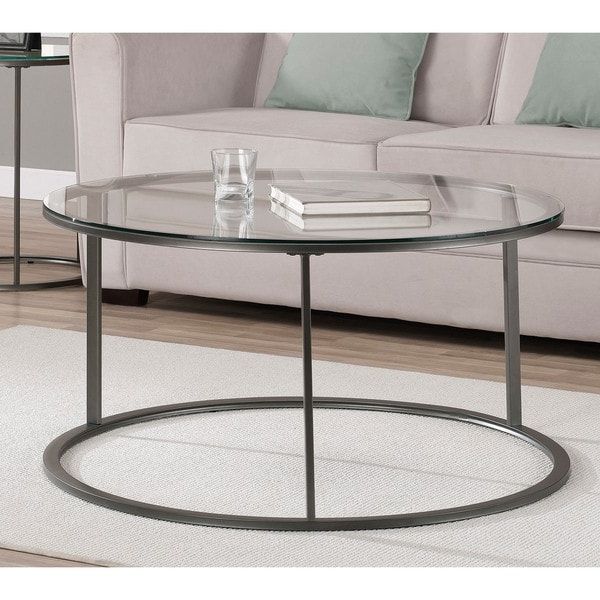 Black Round Glass Top Cocktail Tables Within Best And Newest Round Glass Top Metal Coffee Table – Overstock Shopping – Great Deals (View 9 of 10)