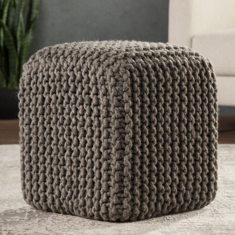 Blue And Beige Ombre Cylinder Pouf Ottomans With Widely Used Nata Textured Gray Cuboid Pouf (View 6 of 10)