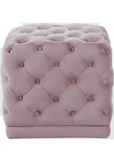 Blush Pink Square Velvet Tufted Ottoman Footstool (View 2 of 10)