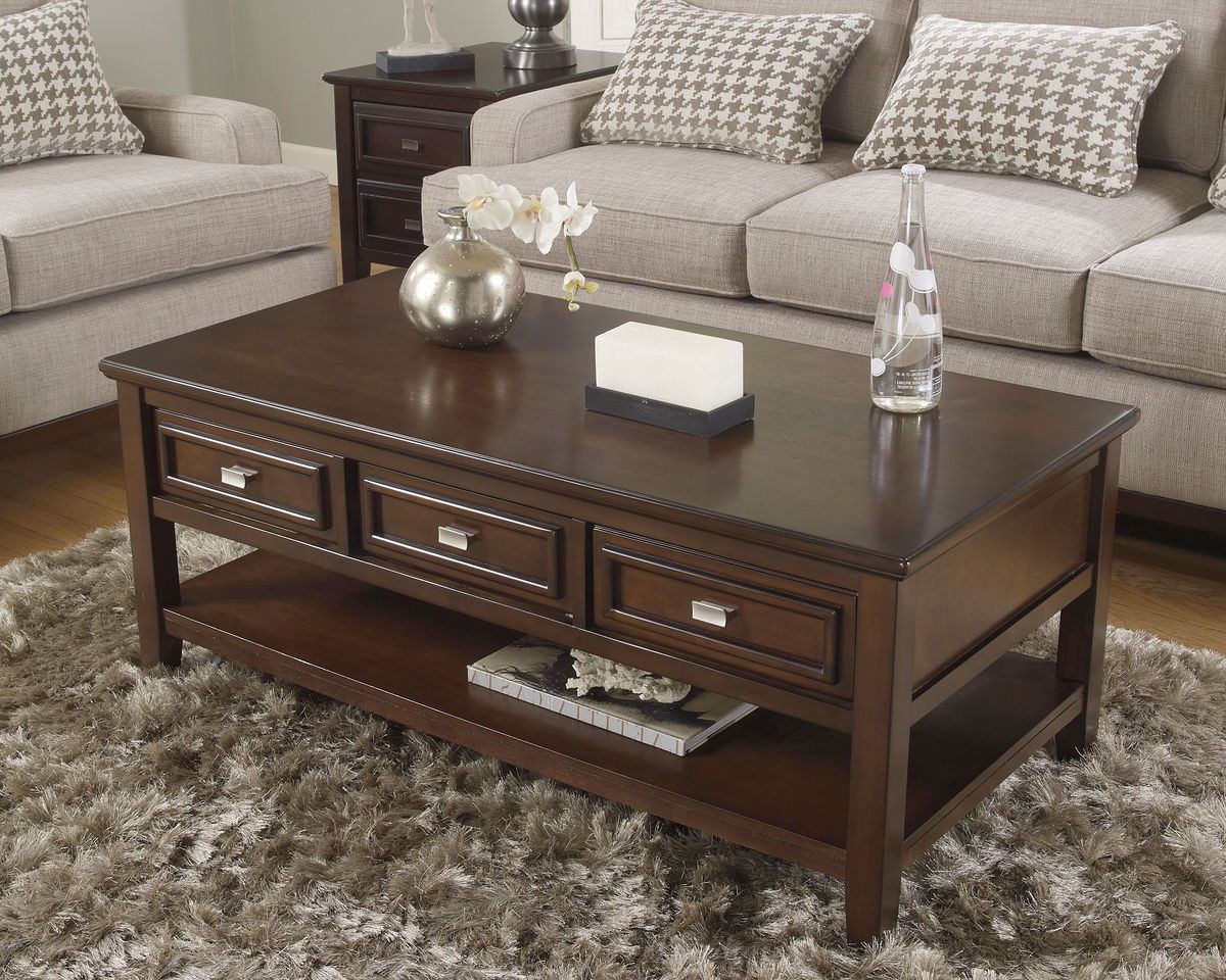 Brown Cocktail Tables Throughout Most Recently Released Larimer – Dark Brown – Rectangular Cocktail Table – Ez Furniture Sales (View 5 of 10)
