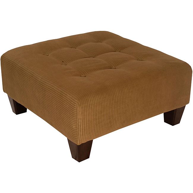 Brown Leather Tan Canvas Pouf Ottomans Pertaining To Most Popular Tufted Saddle Brown Sueded Cocktail Ottoman – 12409314 – Overstock (View 7 of 10)
