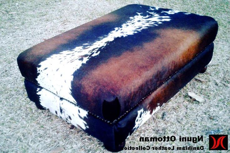 Brown Natural Skin Leather Hide Square Box Ottomans Within Most Current Nguni Ottoman #danihiam Danihiam Leather Collection Www.dlcleather (View 1 of 10)
