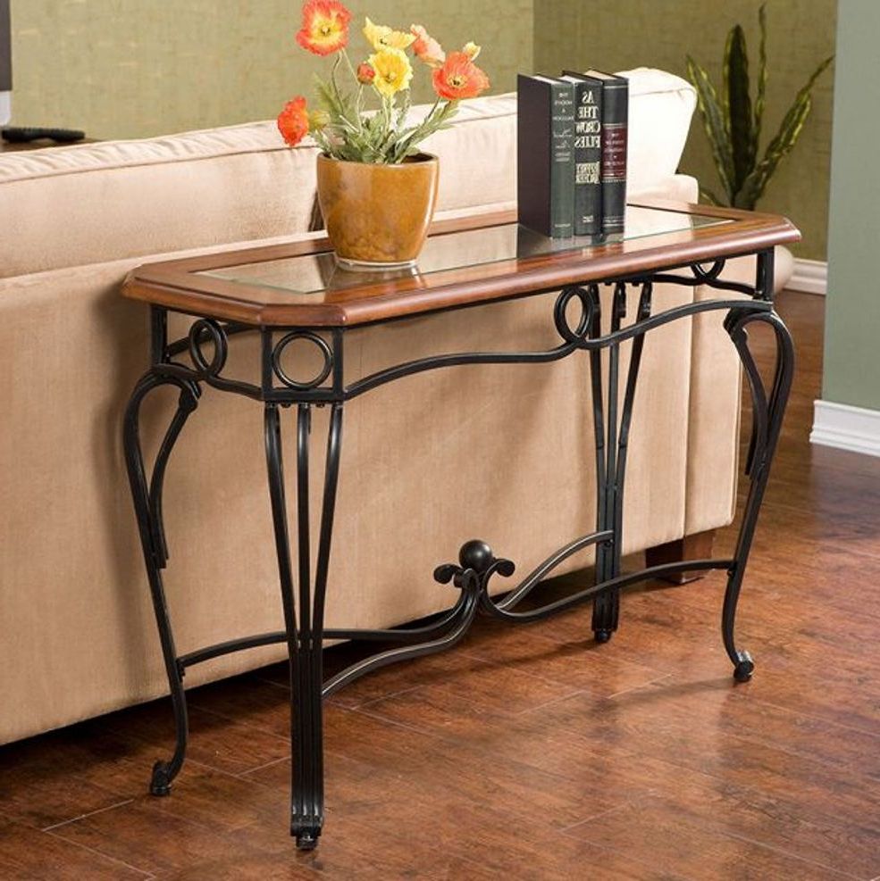 Brown Wood And Steel Plate Coffee Tables Throughout Widely Used Wrought Iron Sofa Table That Will Fascinated You – Homesfeed (View 6 of 10)