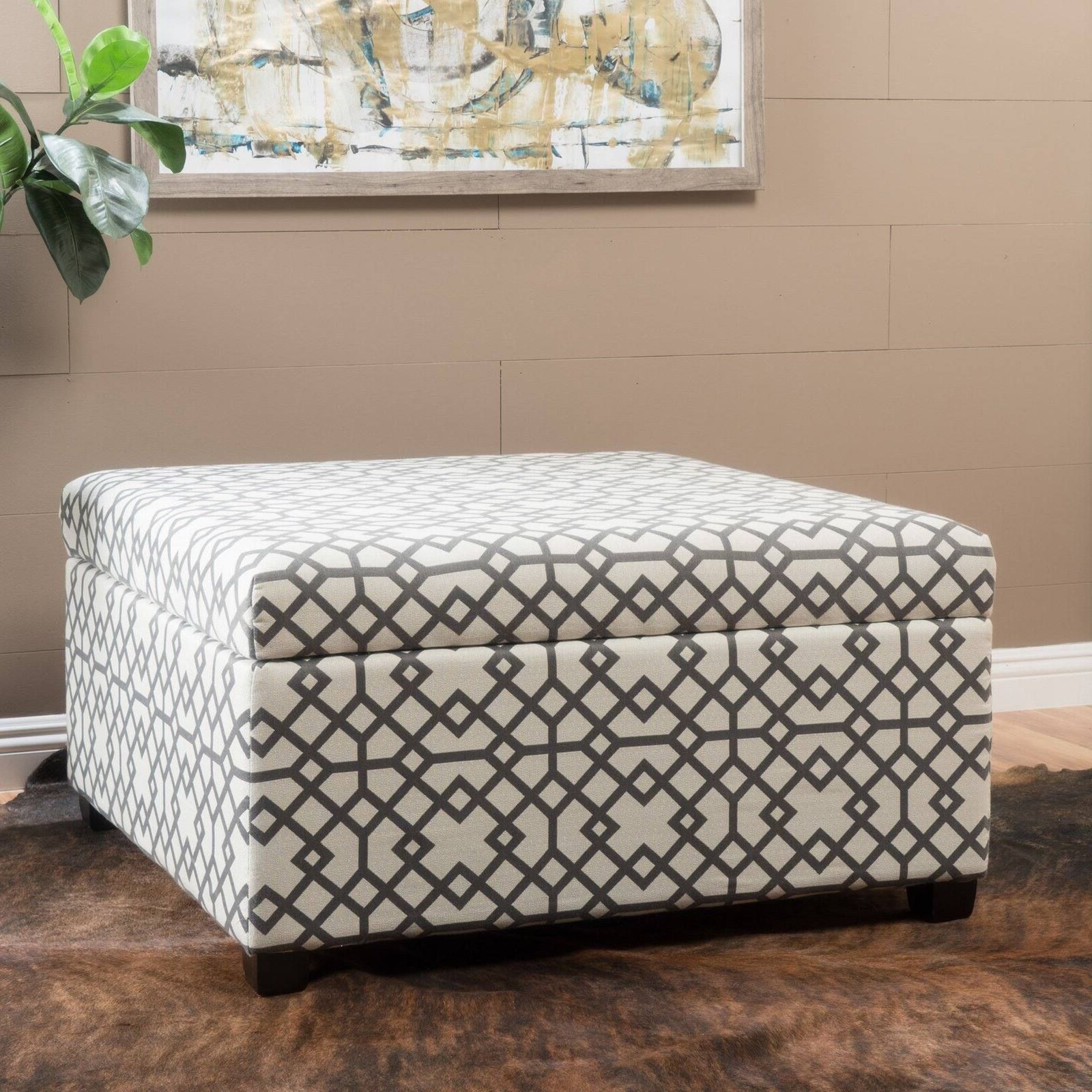 Brushed Geometric Pattern Ottomans Within Most Popular Tempest Geometric Patterned Fabric Storage Ottoman – Walmart (View 4 of 10)