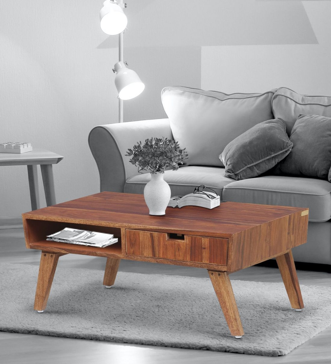 Buy Paloma Solid Wood Coffee Table In Rustic Teak Finishwoodsworth Inside 2020 Wood Rectangular Coffee Tables (View 2 of 10)