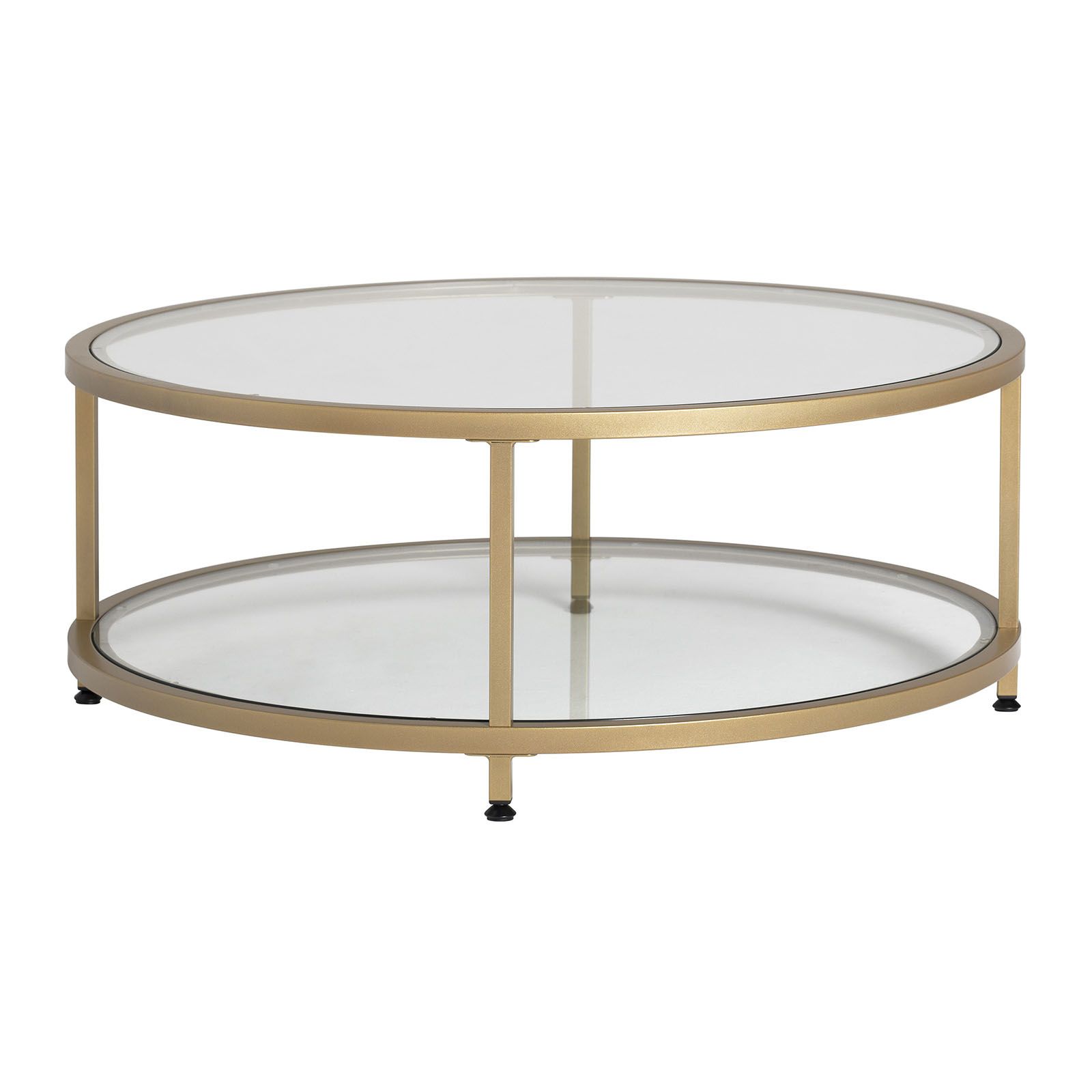 Camber 38″ Round Coffee Table In Gold/clear Glass – Item # 71032 Regarding Well Known Clear Coffee Tables (View 5 of 10)