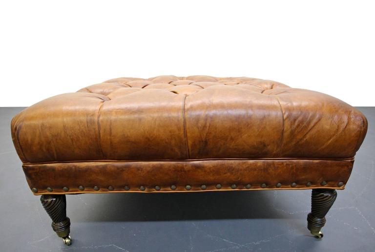 Camel Colored Leather Ottoman – Rona Mantar Inside Popular Camber Caramel Leather Ottomans (View 2 of 10)