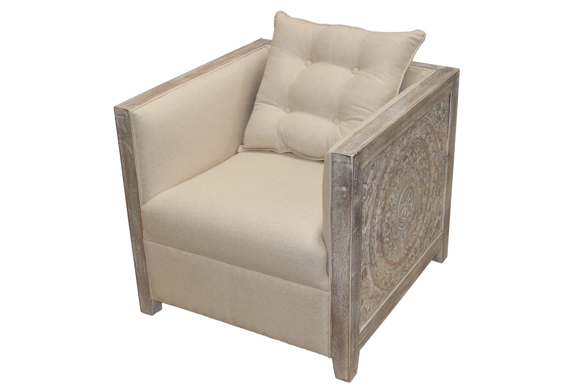 Carved Starburst White Wash Accent Chair (View 4 of 10)