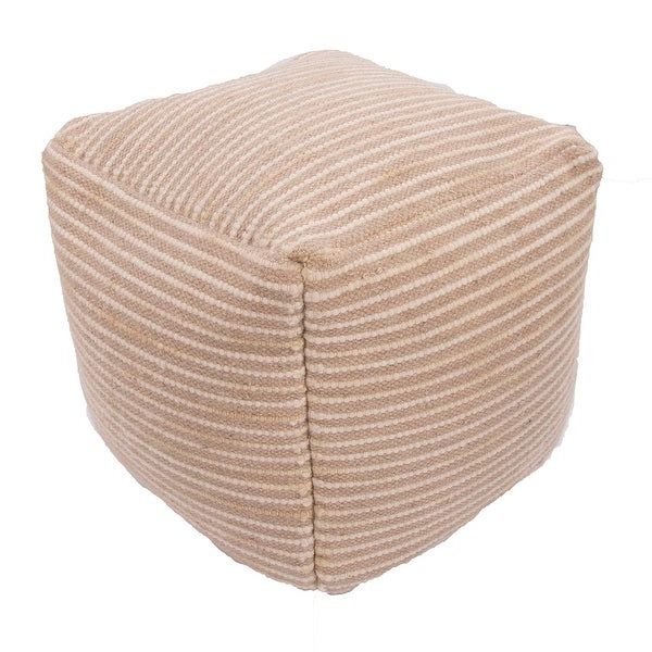 Charcoal And Light Gray Cotton Pouf Ottomans Within Most Popular 18" Beige And Warm Gray Textured Square Wool And Cotton Pouf Ottoman (View 10 of 10)