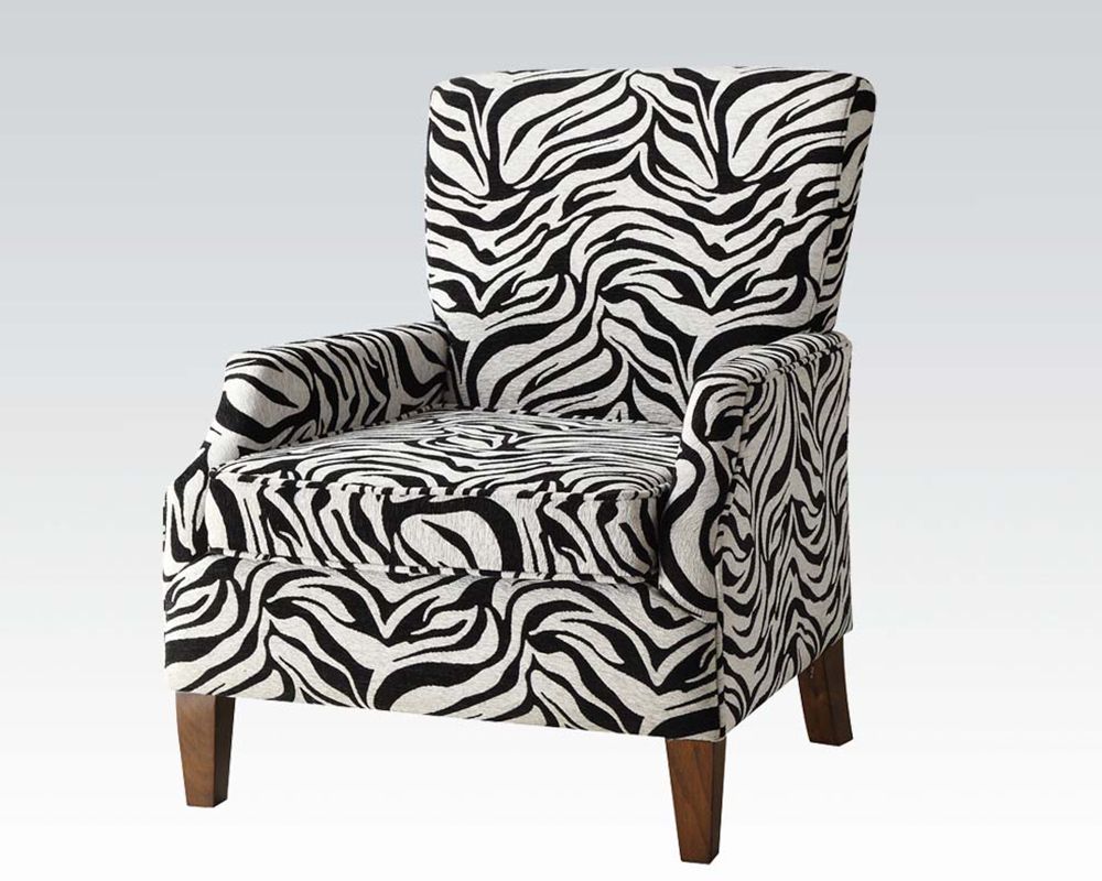 Chenille Zebra Fabric Accent Chairacme Furniture Ac59187 Inside Favorite Gray Chenille Fabric Accent Stools (View 10 of 10)