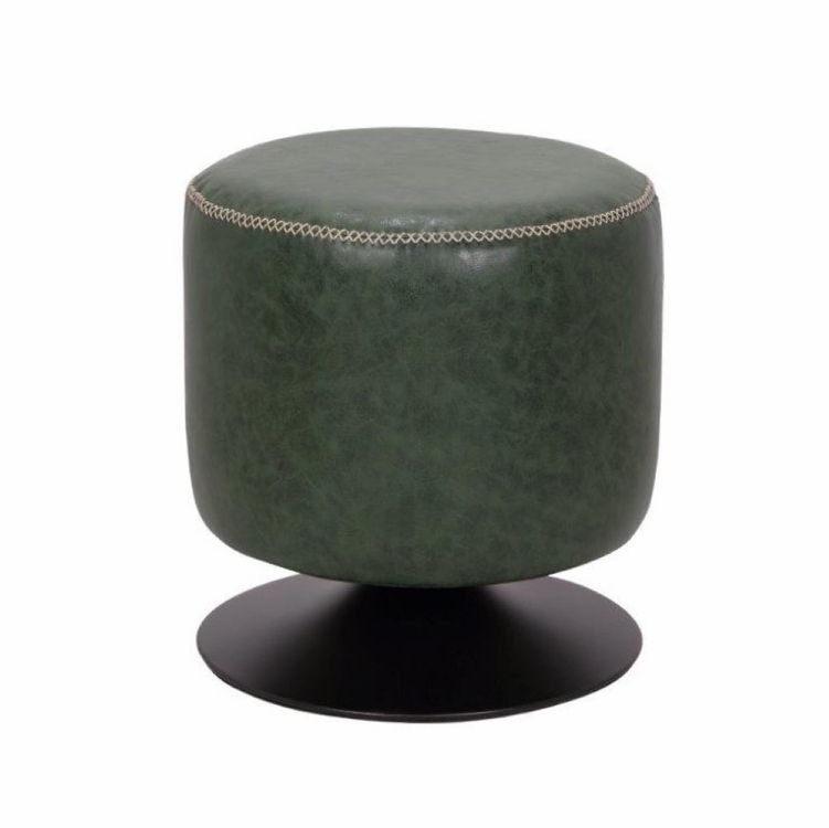 Chintaly – Round Vintage Upholstered Ottoman In Green – 5035 Ot Grn In Most Current Textured Green Round Pouf Ottomans (View 3 of 10)