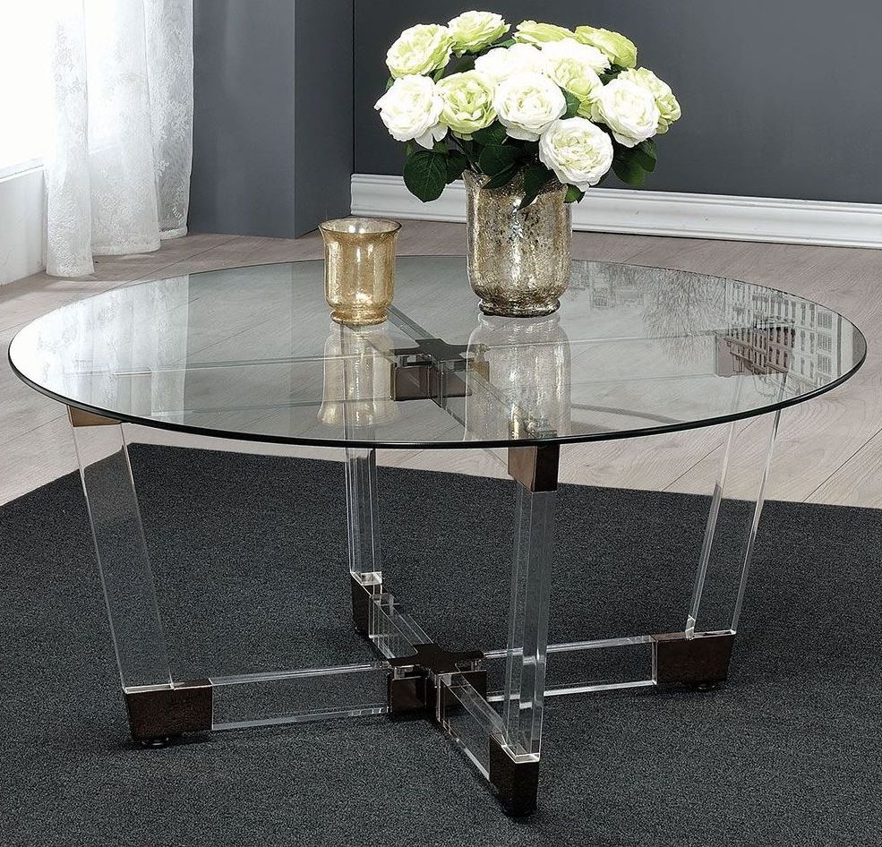 Chocolate Chrome And Clear Acrylic Coffee Table, 720718, Coaster Furniture For Trendy Cocoa Coffee Tables (View 2 of 10)
