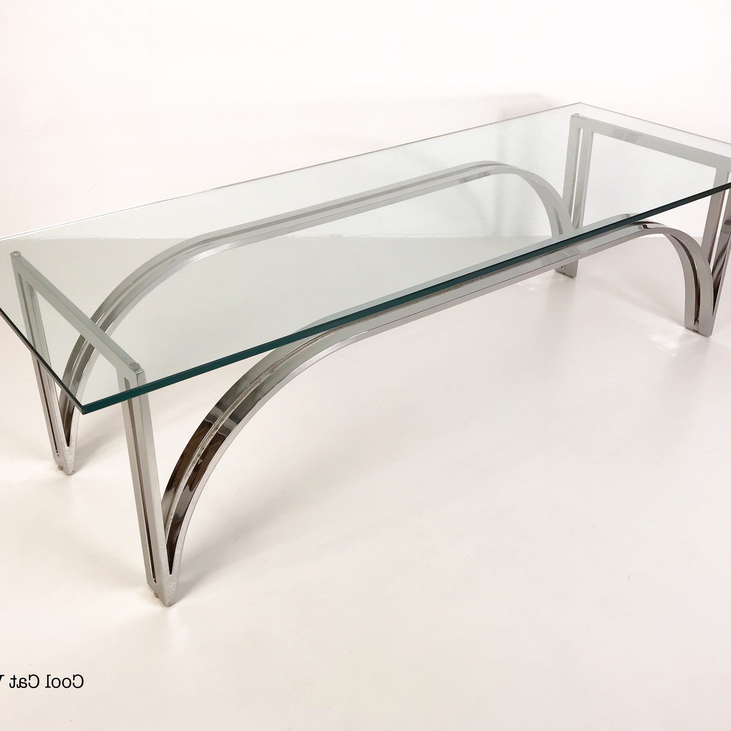 Chrome And Glass Rectangular Coffee Tables Pertaining To Newest Modern Rectangular Chrome Glass Top Coffee Table, Circa Late 1960s (View 2 of 10)