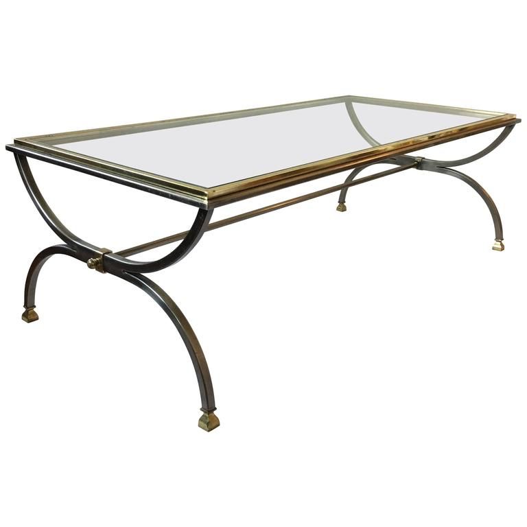 Chrome And Glass Rectangular Coffee Tables Within Fashionable Mixed Metal Rectangular Glass Coffee Table For Sale At 1stdibs (View 10 of 10)