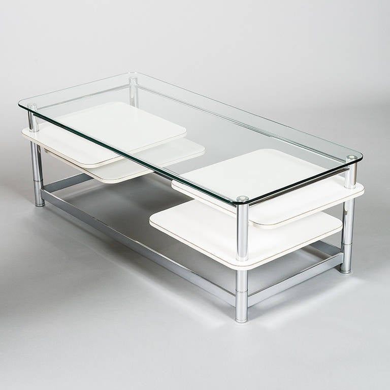 Chrome And Glass Rectangular Coffee Tables Within Preferred Rectangular 1970s Chrome Glass Topped Coffee Table With Swivel Out (View 5 of 10)