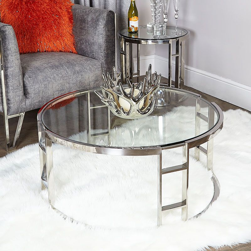 Chrome Coffee Tables In Popular Atticus Chrome And Tempered Glass Coffee Table (View 7 of 10)