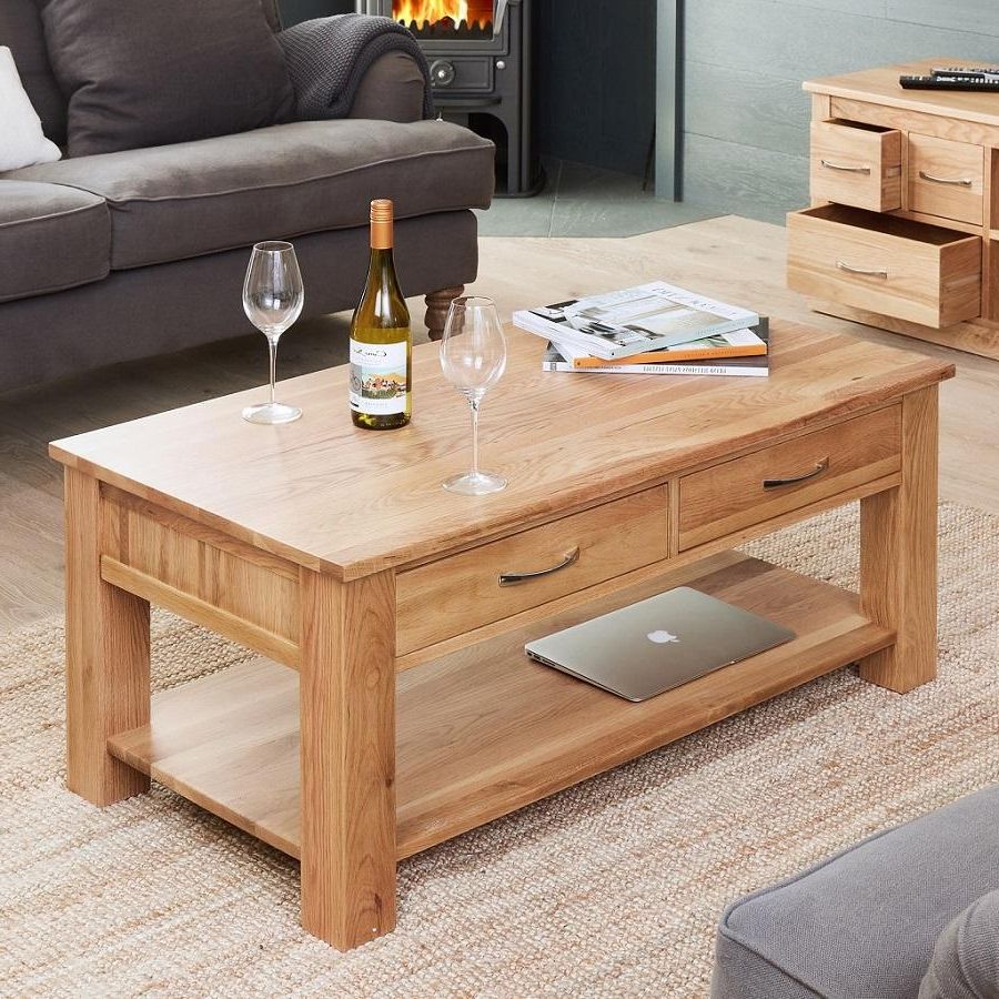 Classic Oak Coffee Table With Drawers In Famous Espresso Wood Storage Coffee Tables (View 3 of 10)