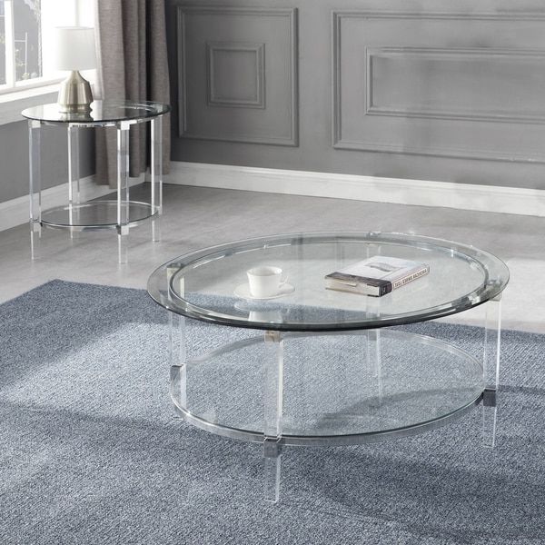 Clear Coffee Tables Intended For Most Recently Released Shop Best Quality Furniture 2 Piece Coffee Table Set With Round Clear (View 8 of 10)