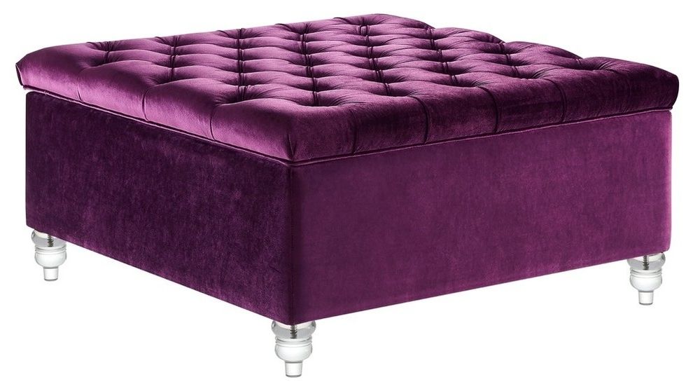 Clemente Velvet Oversized Tufted Cocktail Square Storage Ottoman For Preferred Gray Tufted Cocktail Ottomans (View 9 of 10)