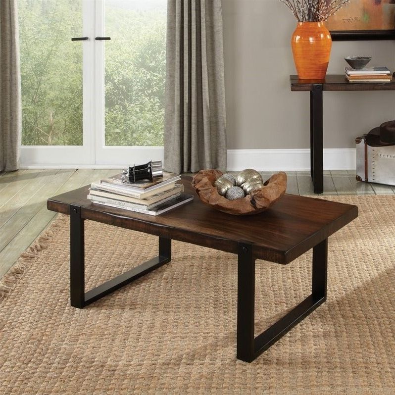 Coaster Two Tone Coffee Table In Vintage Brown And Black – 703428 Inside Most Current Antique White Black Coffee Tables (View 8 of 10)