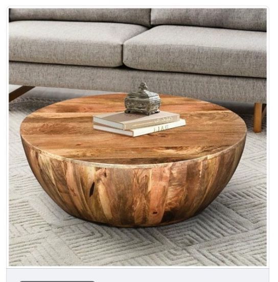 Coffee Table Wood, Drum Coffee (View 4 of 10)